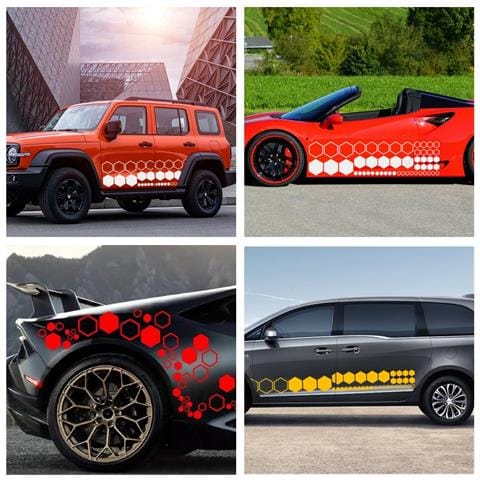Adesivi Auto Esagonali A Nido D'ape (confezione Da 2) - Decorazione Personalizzata Per Carrozzeria Multicolor - Foto 2