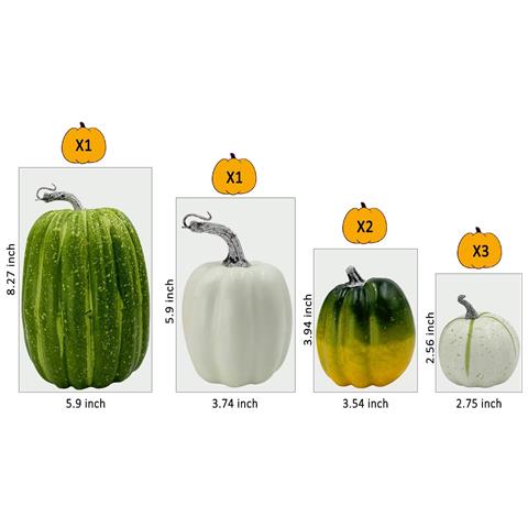 Zucca Artificiale Decorativa In Schiuma Autunno Halloween Decorazioni Tavolo 7pz - Foto 2