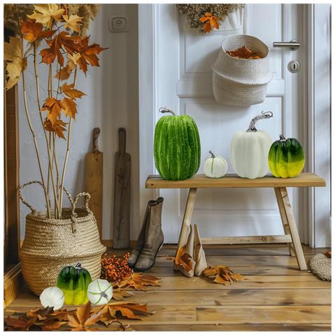 Zucca Artificiale Decorativa In Schiuma Autunno Halloween Decorazioni Tavolo 7pz - Foto 6