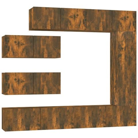 Set di Mobili Porta TV 7 pz Rovere Fumo in Legno Multistrato - Foto 1