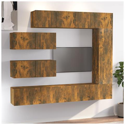 Set di Mobili Porta TV 7 pz Rovere Fumo in Legno Multistrato - Foto 2