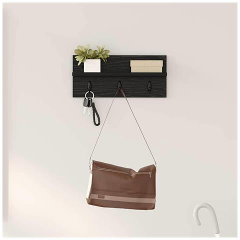 Appendiabiti a muro Rovere nero 40 x 10.5 x 18 cm - Foto 2