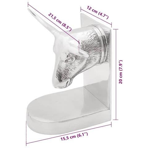 Fermalibri 2 pcs Argento 21.5 x 15.5 x 20 cm Alluminio - Foto 8