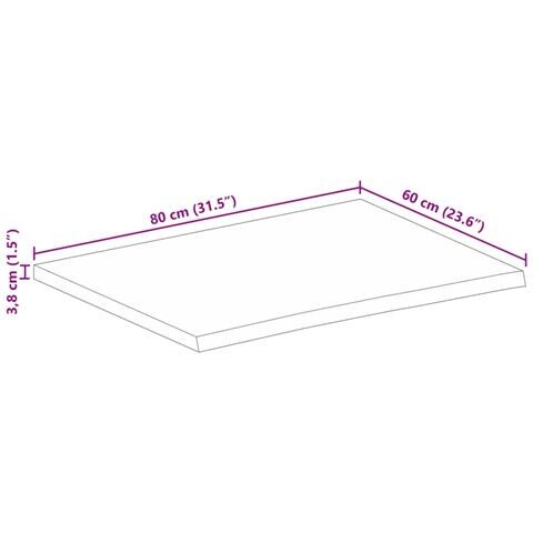 Piano Tavolo Bordi Vivi 80x60x3,8 cm in Legno Massello di Mango - Foto 9