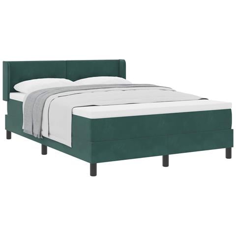 Letto a molle con materasso Verde Scuro 190 x 140 cm Poliestere - Foto 1