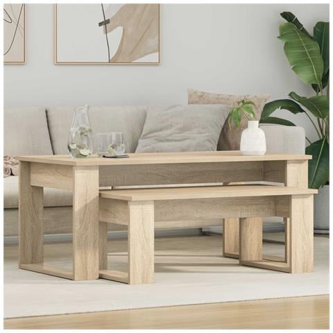 Set di Tavolini da Caffè 2 pcs Rovere Sonoma Legno multistrato - Foto 2