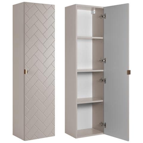 | Mobili da bagno | Beige opaco | L /H /D ca. 35/136/27 cm | Mobili da bagno, mobile da bagno, armadio alto da bagno | 1 anta Softclose - Foto 1