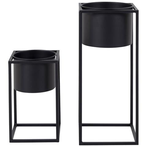 Set Di 2 Vasi Per Piante Marla-nero-metallo-17x17x31 Cm - Foto 1