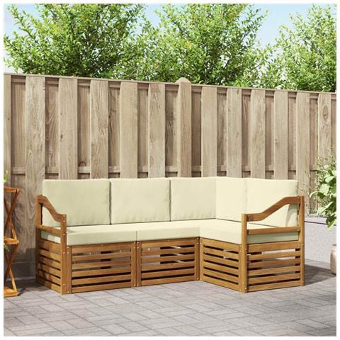 Set divani 4 pcs Naturale e Crema Legno di Acacia Massello - Foto 2