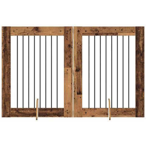 Cancello per cani con supporti 2 pcs Legno antico 80 x 100 cm - Foto 1
