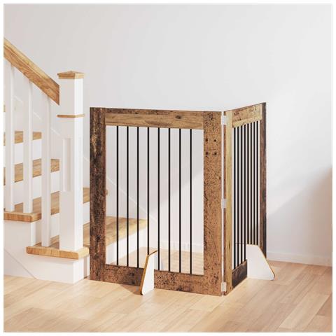 Cancello per cani con supporti 2 pcs Legno antico 80 x 100 cm - Foto 2