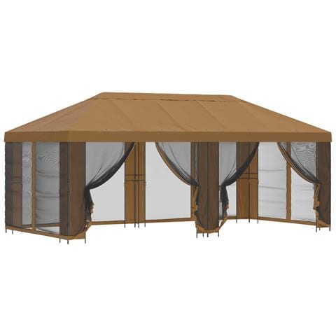 Gazebo con pareti laterali 6 x 3 m Beige Poliestere e Acciaio - Foto 1