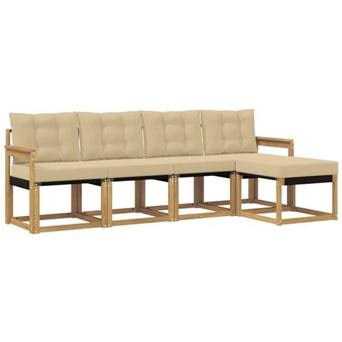 Set di divani da esterno con cuscino 5 pcs Bianco e Beige - Foto 1