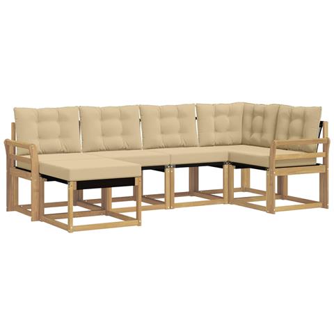 Set di divani da esterno con cuscino 6 pcs Bianco e Beige - Foto 1