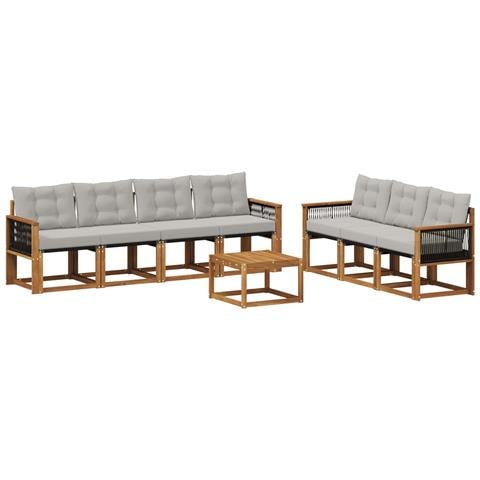 Set di divani da esterno 8 pcs Naturale e Grigio Chiaro - Foto 1
