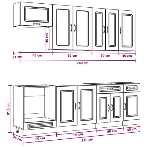 Unità Cucina KALMAR 8 pcs Nero Legno ingegnerizzato - Foto 9