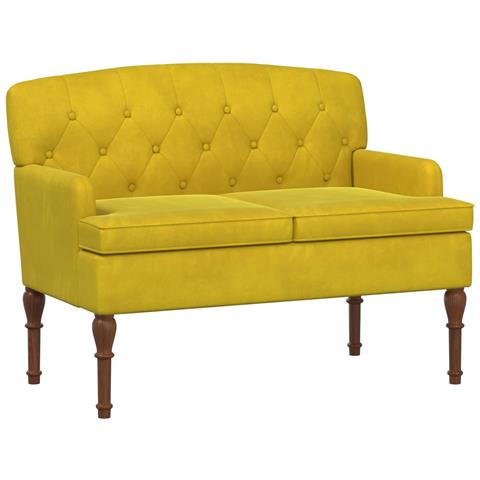 Loveseat con bottoni imbottiti Giallo Chiaro 111 x 65 x 79 cm - Foto 1