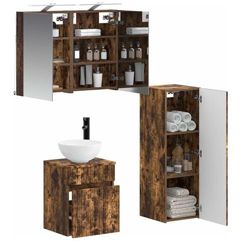 Set di mobili per il bagno 4 pcs Rovere Fumo - Foto 2