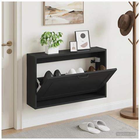 Mobiletto per Scarpe da Muro UTRECHT 71 x 17 x 43 cm Nero - Foto 2