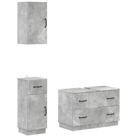 Set di armadietti da bagno in 3 pezzi HOORN Grigio Cemento - Foto 1