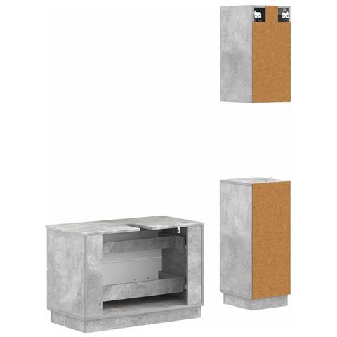 Set di armadietti da bagno in 3 pezzi HOORN Grigio Cemento - Foto 10