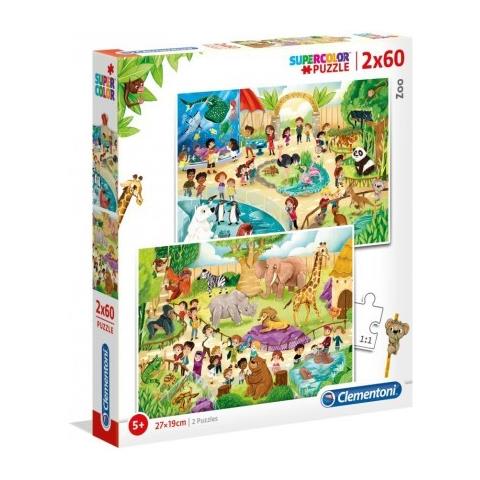 Due Pezzi Del Puzzle 60 Pezzi - Dimensioni 33,5 X 23,5 Cm - 2x60p Zoo - Foto 2