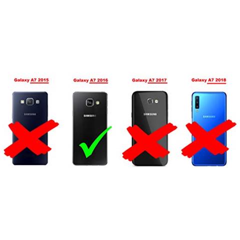 Custodia Compatibile Con Samsung Galaxy A7 2016 In Grigio Nero - Coperchio Protettiva Con Chiusura Magnetica, Funzione Stand E Tasca Per Le Carte - Foto 2