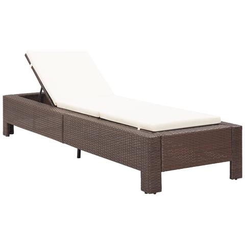 Lettino Prendisole con Cuscino Marrone in Polyrattan - Foto 1