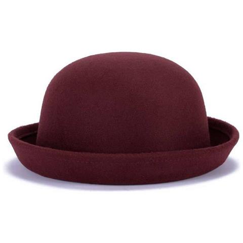 SLOWMOOSE - Cappelli Fedora In Feltro Di Lana A Bombetta Genitore-figlio [  cupola Rosso Vino / 57 Cm] - ePRICE
