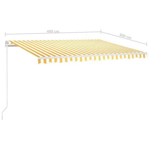 Tenda da Sole Retrattile Manuale e LED 400x300cm Gialla Bianca - Foto 7