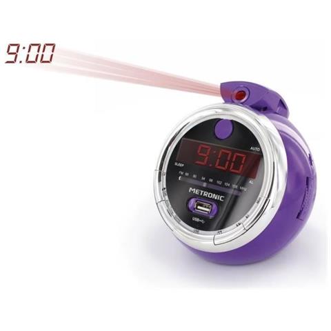 Pop Purple Fm Radio Sveglia Con Proiezione Usb - Viola - Foto 1