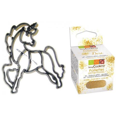 Tagliabiscotti Unicorno + Glitter Alimentare Oro - Foto 1