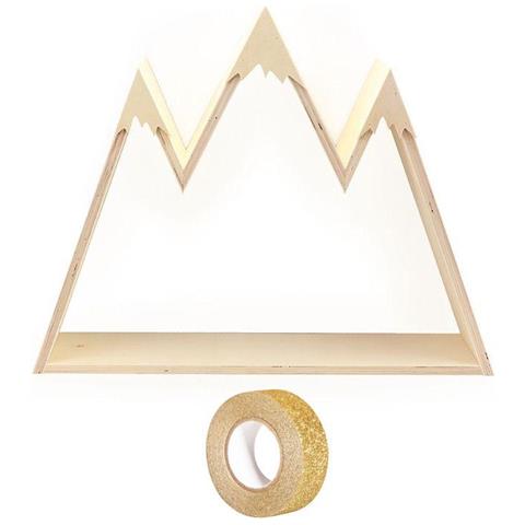 Mensola In Legno Da Personalizzare Montagna 50 X 40 X 10 Cm + Washi Tape Dorato 5 M - Foto 1