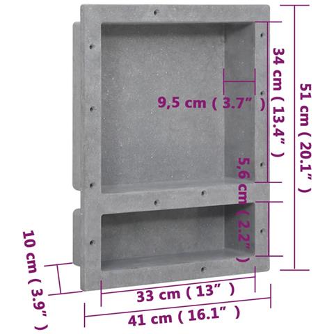Nicchia Da Doccia Con 2 Scomparti Grigio Opaco 41x51x10 Cm - Foto 7