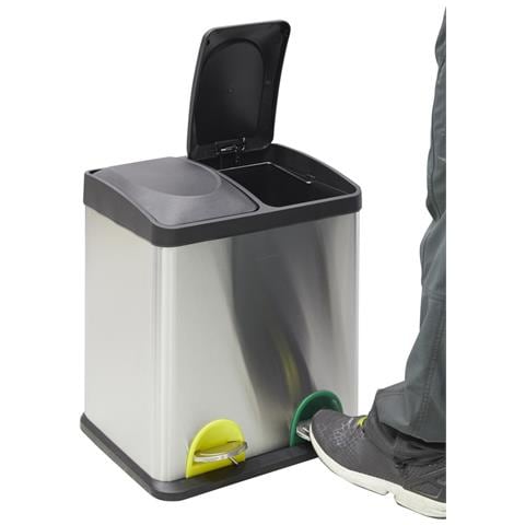 Step Bin Cr705-30 L Pattumiera Per Raccolta Differenziata A Pedale In Acciaio Inox, 2 Secchi Interni, 2 X 15 L (30 L) - Foto 2