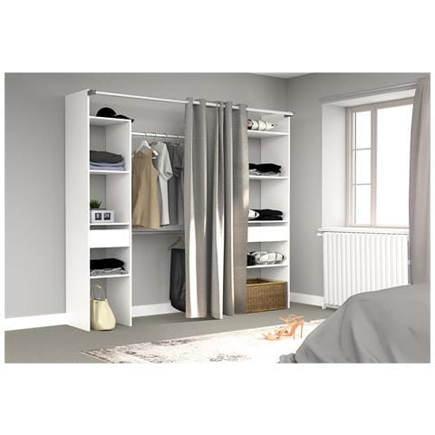 Elysee Armadio A Vista, Tenda, 2 Barre Appendiabiti, 6 Ripiani, 2 Cassetti - Foto 7