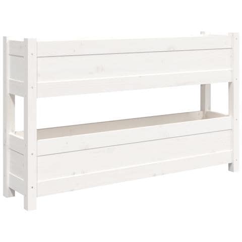 Fioriera Bianca 112x25x66 Cm In Legno Massello Di Pino - Foto 2