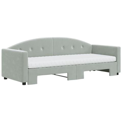Divano Letto Estraibile Materassi Grigio Chiaro 80x200 Velluto - Foto 2