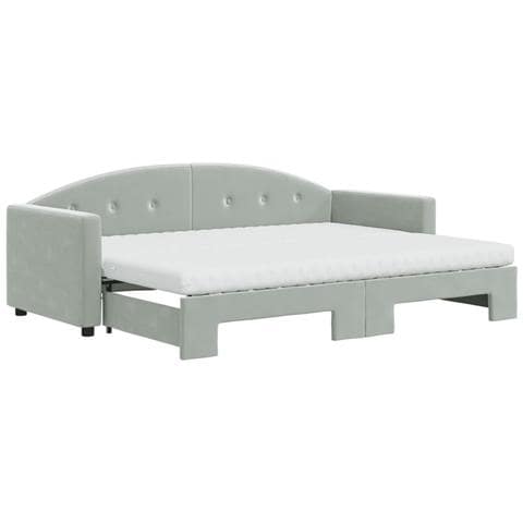 Divano Letto Estraibile Materassi Grigio Chiaro 80x200 Velluto - Foto 1