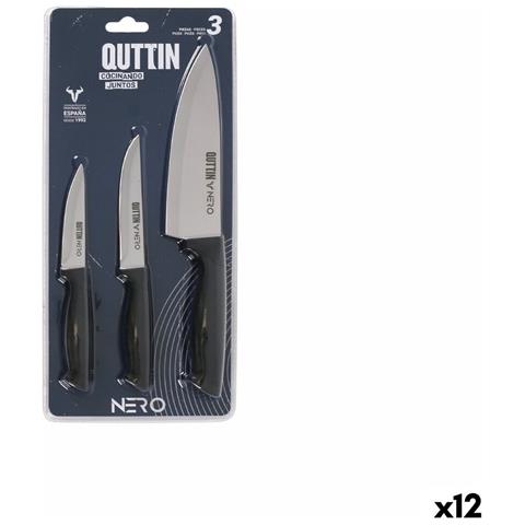 Set Di Coltelli Quttin Nero Nero Argentato 3 Pezzi (12 Unità) - Foto 1