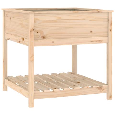 Fioriera Con Mensola 82,5x82,5x81 Cm In Legno Massello Di Pino - Foto 2