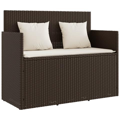 Panca Da Giardino Con Cuscini Marrone In Polyrattan - Foto 2