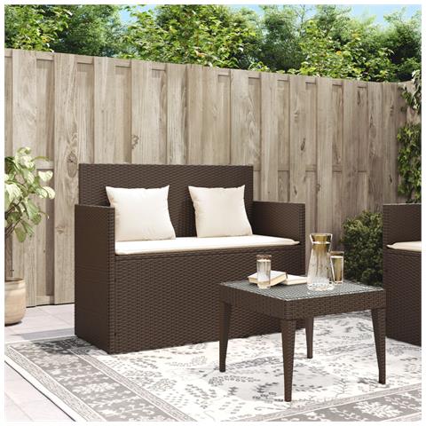 Panca Da Giardino Con Cuscini Marrone In Polyrattan - Foto 3