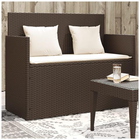 Panca Da Giardino Con Cuscini Marrone In Polyrattan - Foto 1
