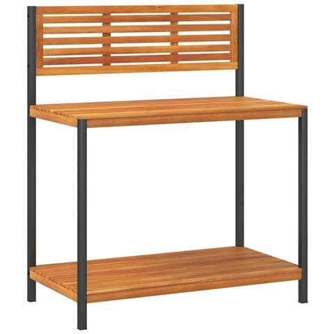 Tavolo Da Invasatura 90x50x110 Cm In Legno Acacia E Acciaio - Foto 2