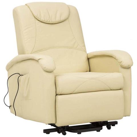 Poltrona Relax In Ecopelle Elettrica Reclinabile Per Interni - Beige - Foto 1