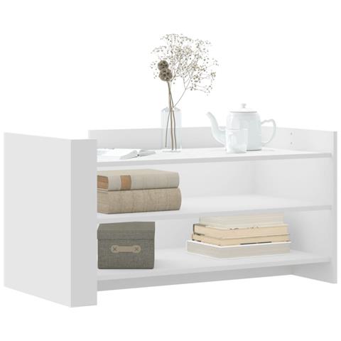 Tavolino Da Salotto Bianco 100x50x50 Cm In Legno Multistrato - Foto 3