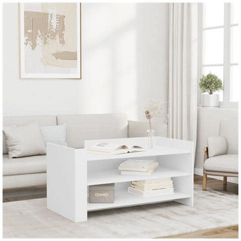 Tavolino Da Salotto Bianco 100x50x50 Cm In Legno Multistrato - Foto 1