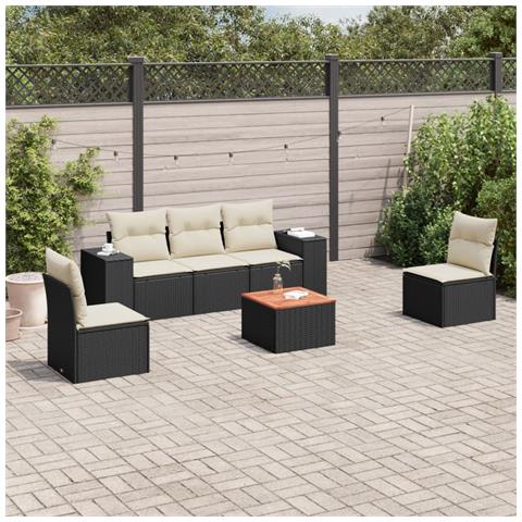 Set Divano da Giardino 6 pz con Cuscini Nero in Polyrattan - Foto 2