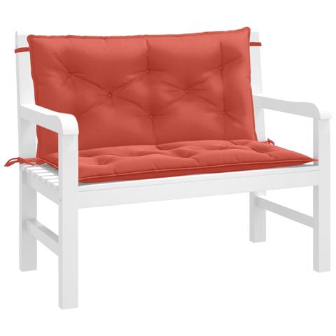 Cuscini Panca Giardino 2pz Rosso Mélange 100x50x7cm Tessuto - Foto 1